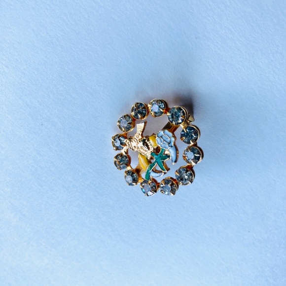 Masonic Daughters of the Nile DofN Rhinestone Wreath and Enamel Brooch Vintage - Picture 5 of 6